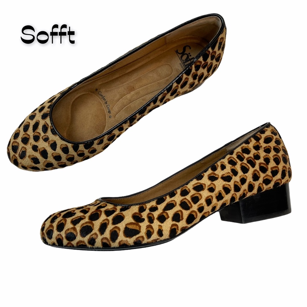 Sofft Leopard Print Cow Hair Leather Ballet Flats EUC Size 7.5